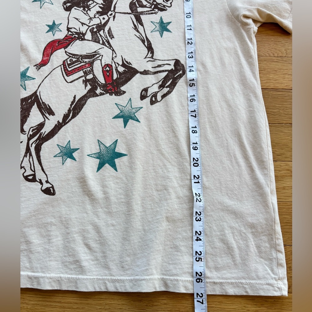 LETLUV Western Rodeo Horse Stars Graphic Boyfriend Tee Women's L Cotton USA - Picture 3 of 9